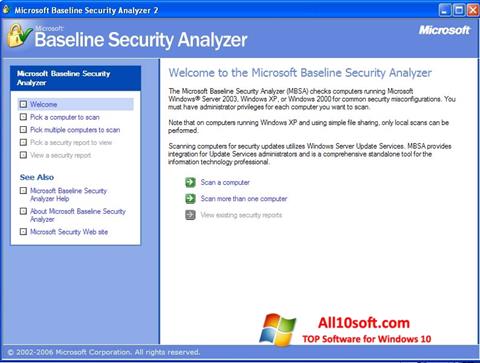 Captură de ecran Microsoft Baseline Security Analyzer pentru Windows 10