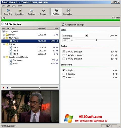Captură de ecran DVD Shrink pentru Windows 10
