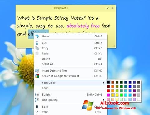 Captură de ecran Simple Sticky Notes pentru Windows 10