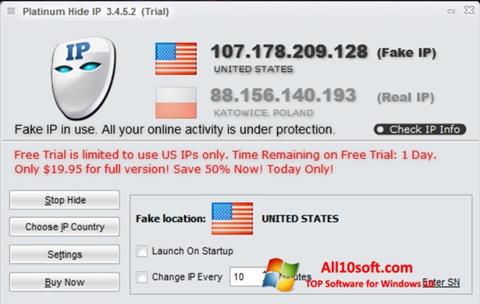 Captură de ecran Hide IP Platinum pentru Windows 10