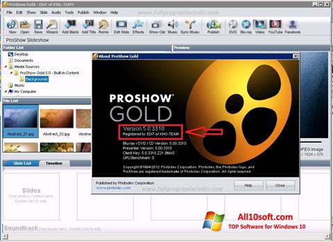 Captură de ecran ProShow Gold pentru Windows 10