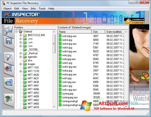Captură de ecran PC Inspector File Recovery pentru Windows 10