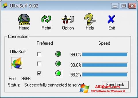 Captură de ecran UltraSurf pentru Windows 10