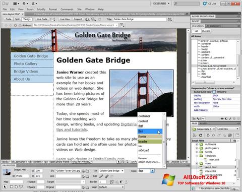 Captură de ecran Adobe Dreamweaver pentru Windows 10