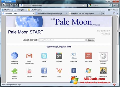 Captură de ecran Pale Moon pentru Windows 10