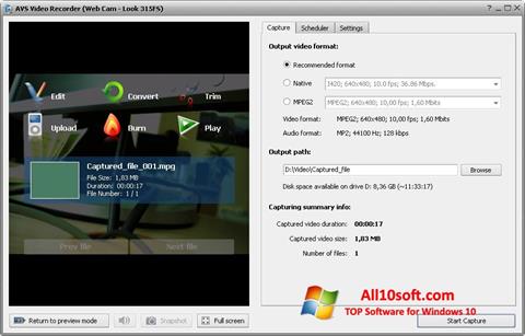 Captură de ecran AVS Video Recorder pentru Windows 10