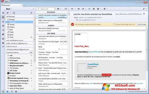 Captură de ecran Opera Mail pentru Windows 10