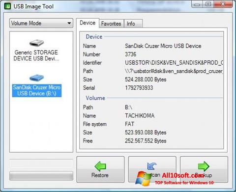 Captură de ecran USB Image Tool pentru Windows 10