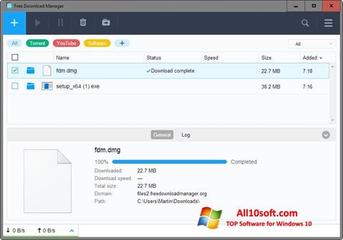 Captură de ecran Free Download Manager pentru Windows 10