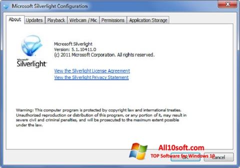 Captură de ecran Microsoft Silverlight pentru Windows 10