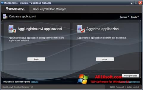 Captură de ecran BlackBerry Desktop Manager pentru Windows 10