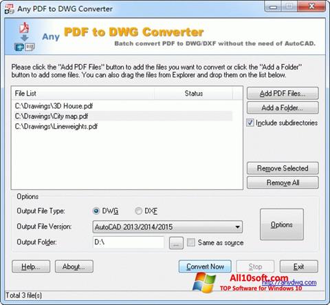 Captură de ecran PDF to DWG Converter pentru Windows 10