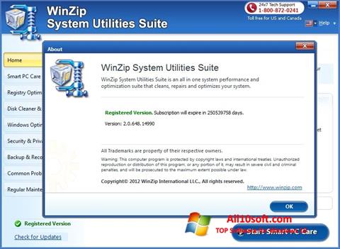 Captură de ecran WinZip System Utilities Suite pentru Windows 10
