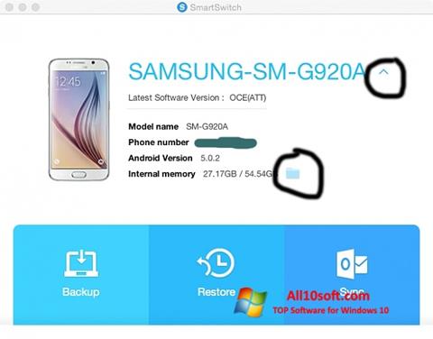 Captură de ecran Samsung Smart Switch pentru Windows 10