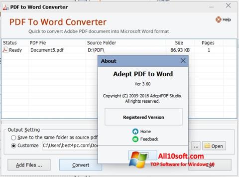 Captură de ecran PDF to Word Converter pentru Windows 10