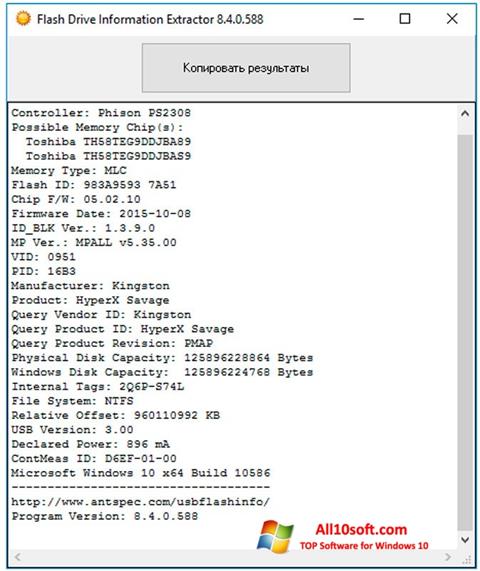 Captură de ecran Flash Drive Information Extractor pentru Windows 10