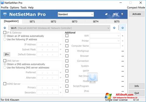 Captură de ecran NetSetMan pentru Windows 10