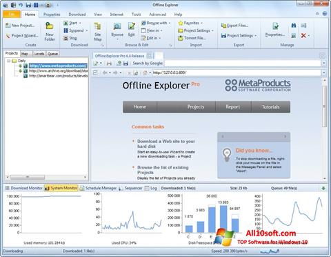 Captură de ecran Offline Explorer pentru Windows 10