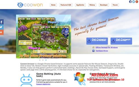Captură de ecran Coowon Browser pentru Windows 10
