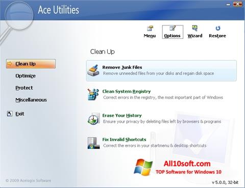 Captură de ecran Ace Utilities pentru Windows 10