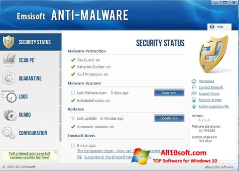 Captură de ecran Emsisoft Anti-Malware pentru Windows 10