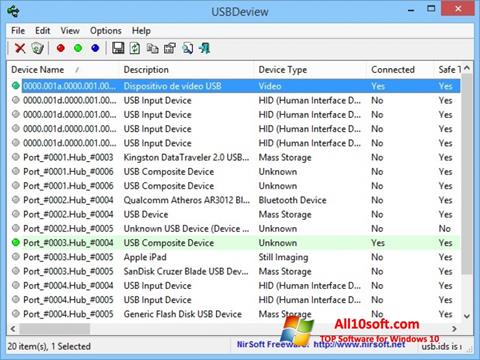 Captură de ecran USBDeview pentru Windows 10