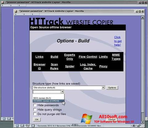 Captură de ecran HTTrack Website Copier pentru Windows 10