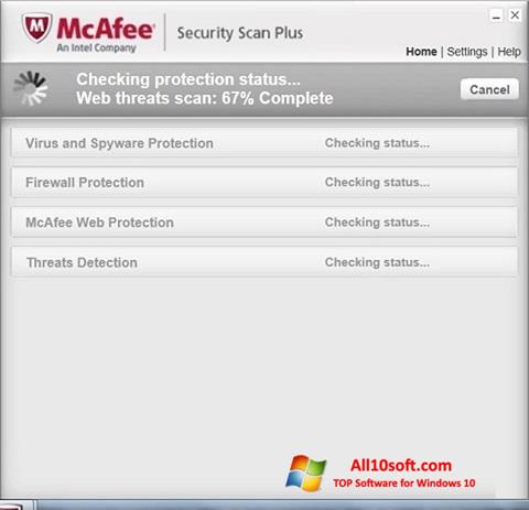 Captură de ecran McAfee Security Scan Plus pentru Windows 10