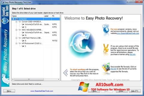 Captură de ecran Easy Photo Recovery pentru Windows 10