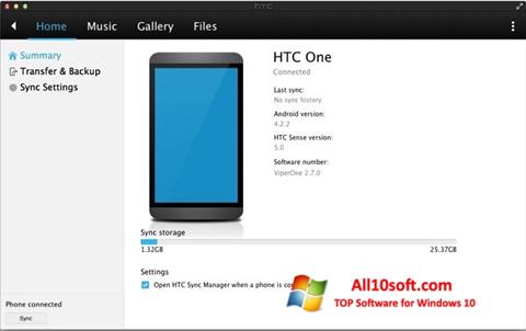 Captură de ecran HTC Sync pentru Windows 10