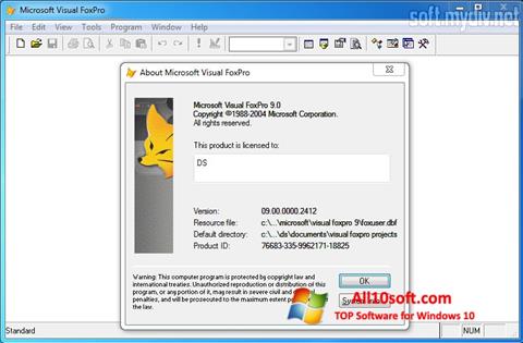 Captură de ecran Microsoft Visual FoxPro pentru Windows 10