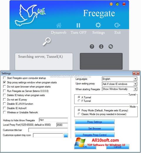 Captură de ecran Freegate pentru Windows 10
