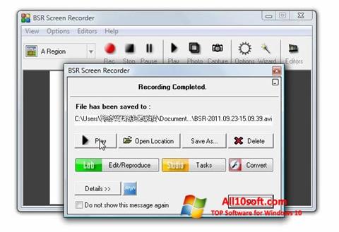 Captură de ecran BSR Screen Recorder pentru Windows 10