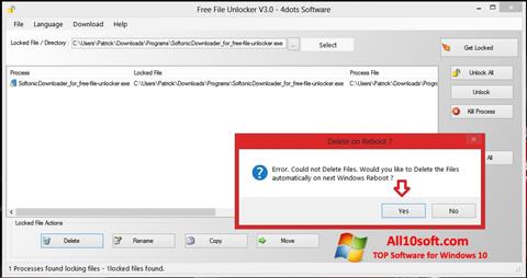 Captură de ecran Free File Unlocker pentru Windows 10