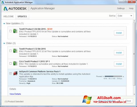 Captură de ecran Autodesk Application Manager pentru Windows 10