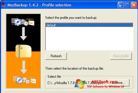 Captură de ecran MozBackup pentru Windows 10
