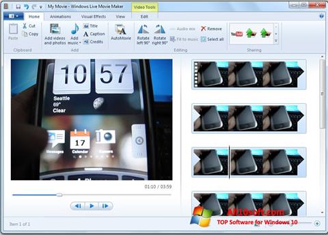 Captură de ecran Windows Live Movie Maker pentru Windows 10