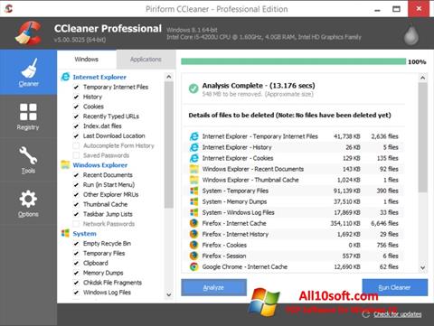 Captură de ecran CCleaner pentru Windows 10