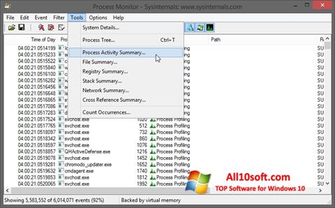 Captură de ecran Process Monitor pentru Windows 10