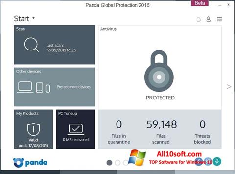 Captură de ecran Panda Global Protection pentru Windows 10