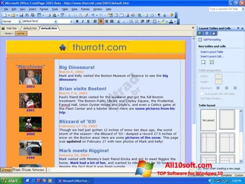 Captură de ecran Microsoft FrontPage pentru Windows 10