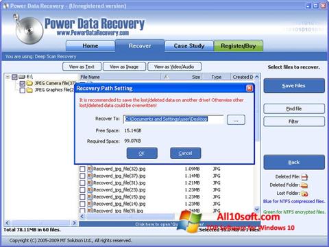 Captură de ecran Power Data Recovery pentru Windows 10