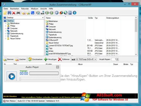 Captură de ecran CDBurnerXP pentru Windows 10