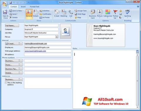 Captură de ecran Microsoft Outlook pentru Windows 10