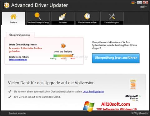 Captură de ecran Advanced Driver Updater pentru Windows 10