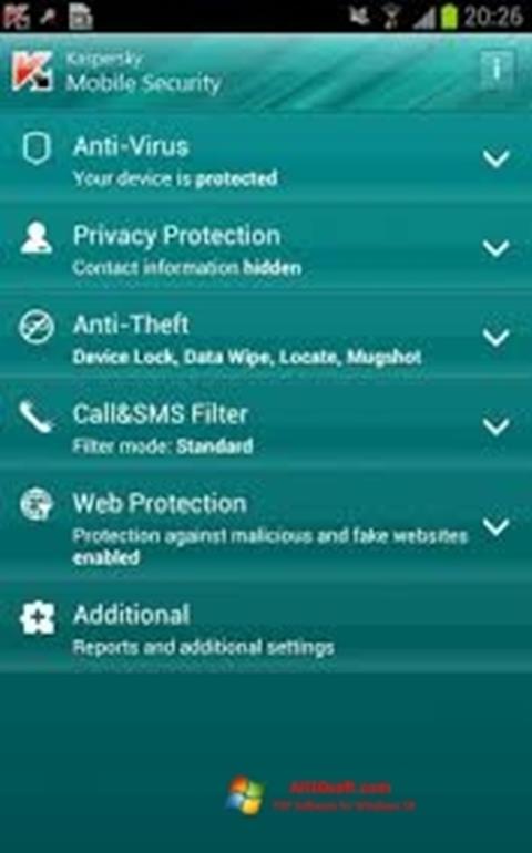 Captură de ecran Kaspersky Mobile Security pentru Windows 10