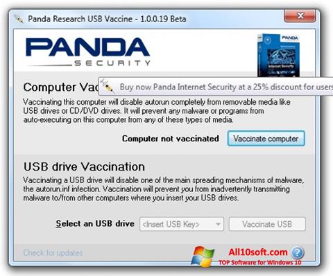 Captură de ecran Panda USB Vaccine pentru Windows 10