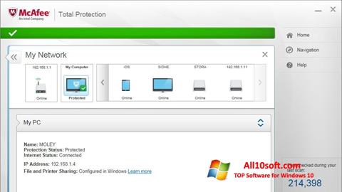Captură de ecran McAfee Total Protection pentru Windows 10