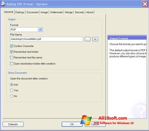 Captură de ecran BullZip PDF Printer pentru Windows 10