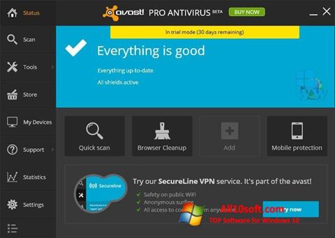 Captură de ecran Avast! Pro Antivirus pentru Windows 10